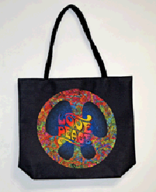 Techno Jute Peace Love Tote Bag